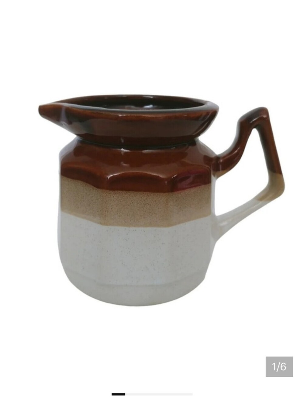 Octagonal Creamer Vintage Retro 70s Three Tone Glaze Angular Handle Taiwan
